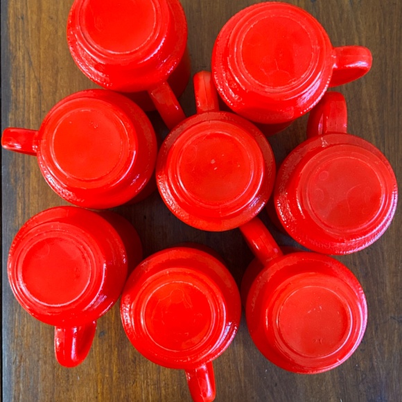 4 Vintage 60's Atlas Anchor Hocking FIre King RED Milkglass Mugs / Coffee Cups - Picture 9 of 9